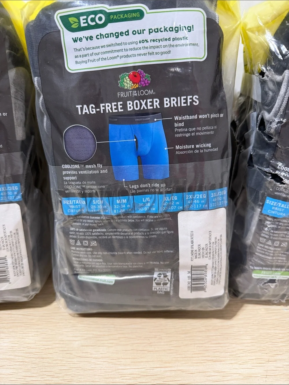 3 packs of Fruit of the Loom Men’s Blue Boxer Briefs 10-Pack - CoolZone Fly
